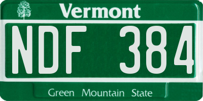 VT license plate NDF384