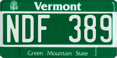 VT license plate NDF389