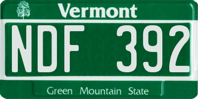 VT license plate NDF392