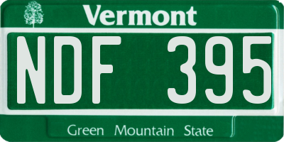 VT license plate NDF395