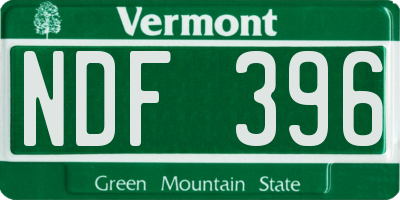VT license plate NDF396
