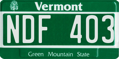 VT license plate NDF403