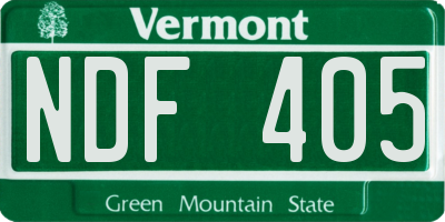 VT license plate NDF405