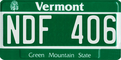 VT license plate NDF406