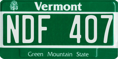 VT license plate NDF407