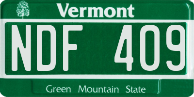 VT license plate NDF409