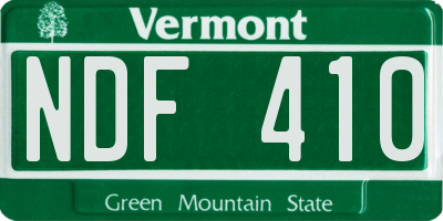 VT license plate NDF410