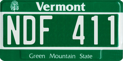 VT license plate NDF411