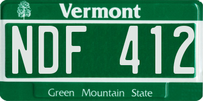 VT license plate NDF412