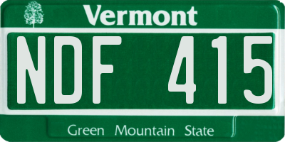 VT license plate NDF415