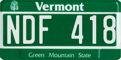 VT license plate NDF418