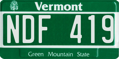 VT license plate NDF419