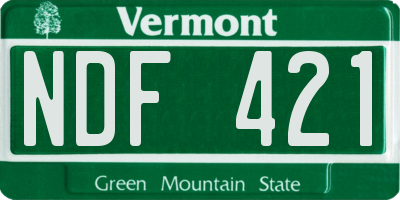 VT license plate NDF421