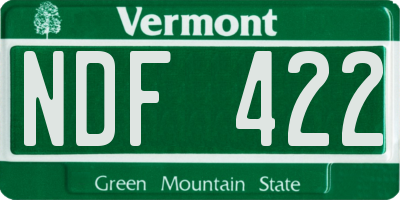 VT license plate NDF422