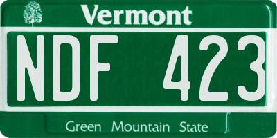 VT license plate NDF423