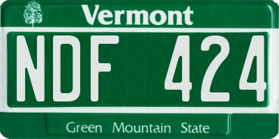 VT license plate NDF424