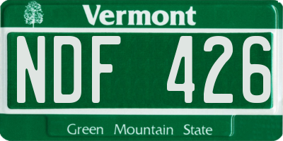 VT license plate NDF426