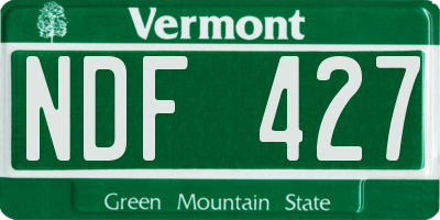 VT license plate NDF427