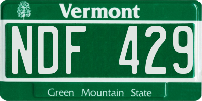 VT license plate NDF429