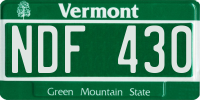 VT license plate NDF430