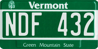 VT license plate NDF432