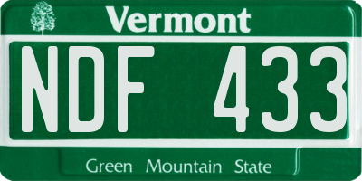 VT license plate NDF433