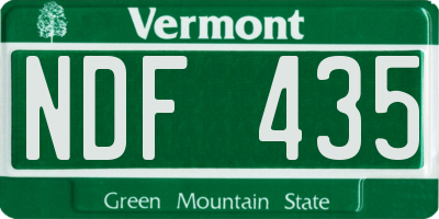 VT license plate NDF435