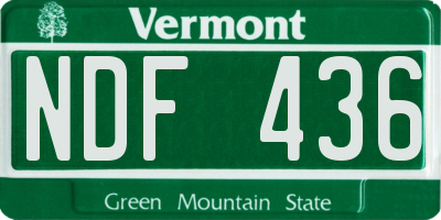 VT license plate NDF436