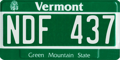 VT license plate NDF437