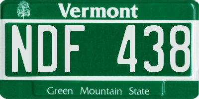 VT license plate NDF438