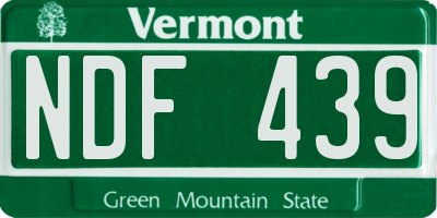 VT license plate NDF439