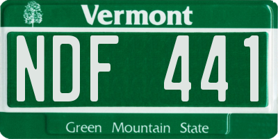 VT license plate NDF441