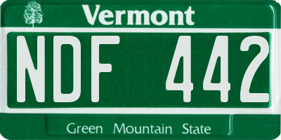 VT license plate NDF442