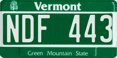 VT license plate NDF443