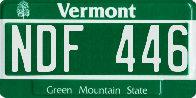 VT license plate NDF446