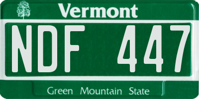VT license plate NDF447