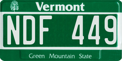 VT license plate NDF449