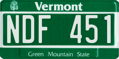 VT license plate NDF451