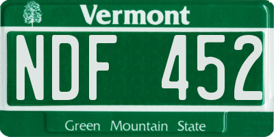 VT license plate NDF452