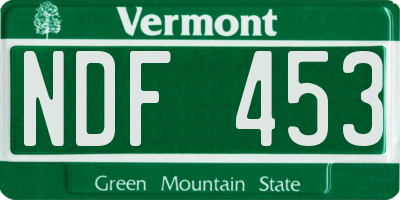 VT license plate NDF453