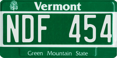 VT license plate NDF454