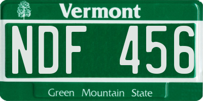 VT license plate NDF456