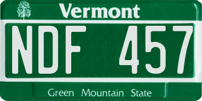 VT license plate NDF457