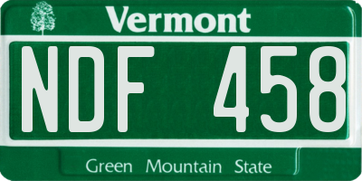 VT license plate NDF458