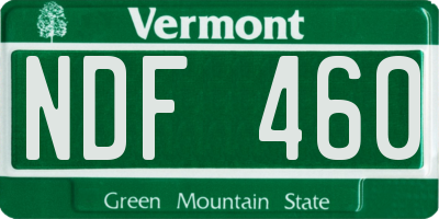 VT license plate NDF460