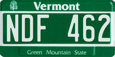 VT license plate NDF462