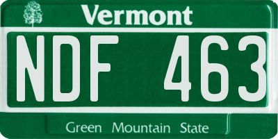 VT license plate NDF463