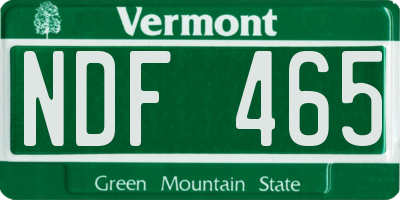 VT license plate NDF465