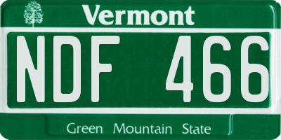 VT license plate NDF466