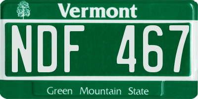 VT license plate NDF467